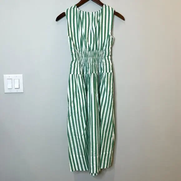 J.Crew Hyacinth Dress Striped Cotton Poplin Smocked Holiday CI932 Bright Clover - Picture 7 of 14